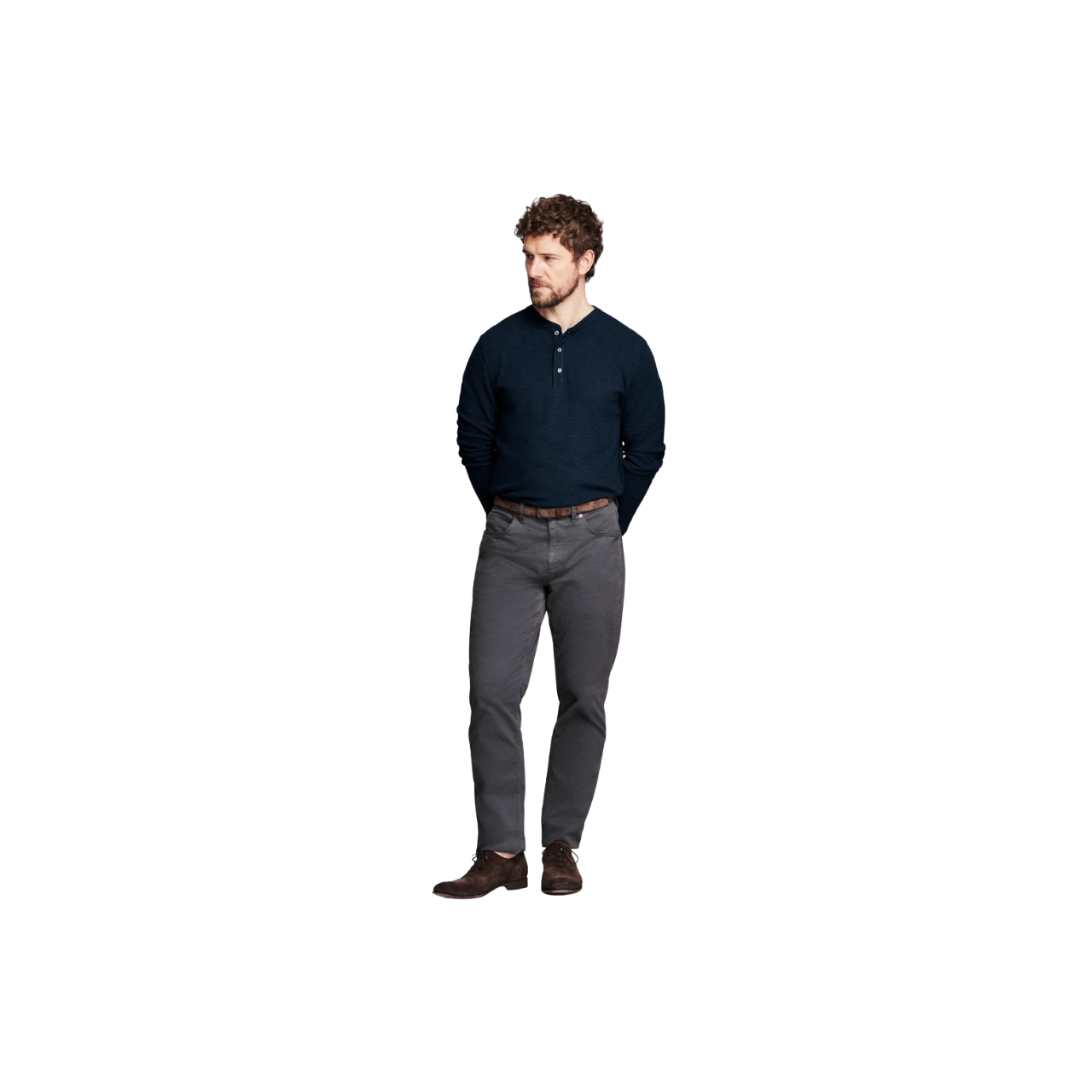 Slub Tuck Henley - Carbon Blue