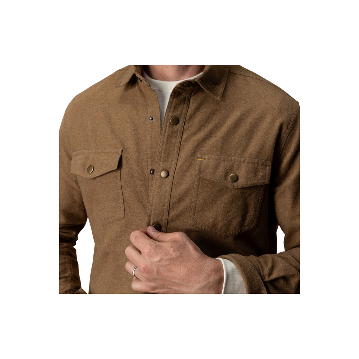 LS Brushed Canvas Snap Shirt - Pyne Solid - Bronze Brown