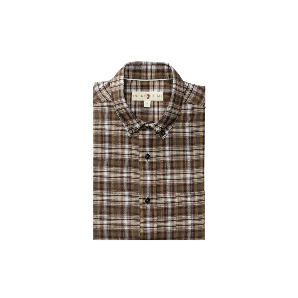 LS Cotton Flannel Sport Shirt - Merin Plaid - Crocodile Brown