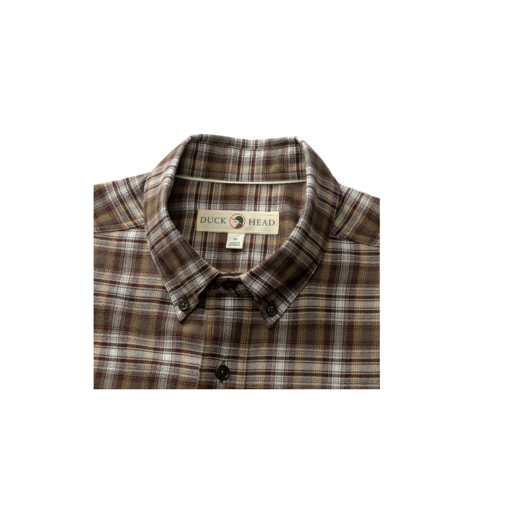 LS Cotton Flannel Sport Shirt - Merin Plaid - Crocodile Brown