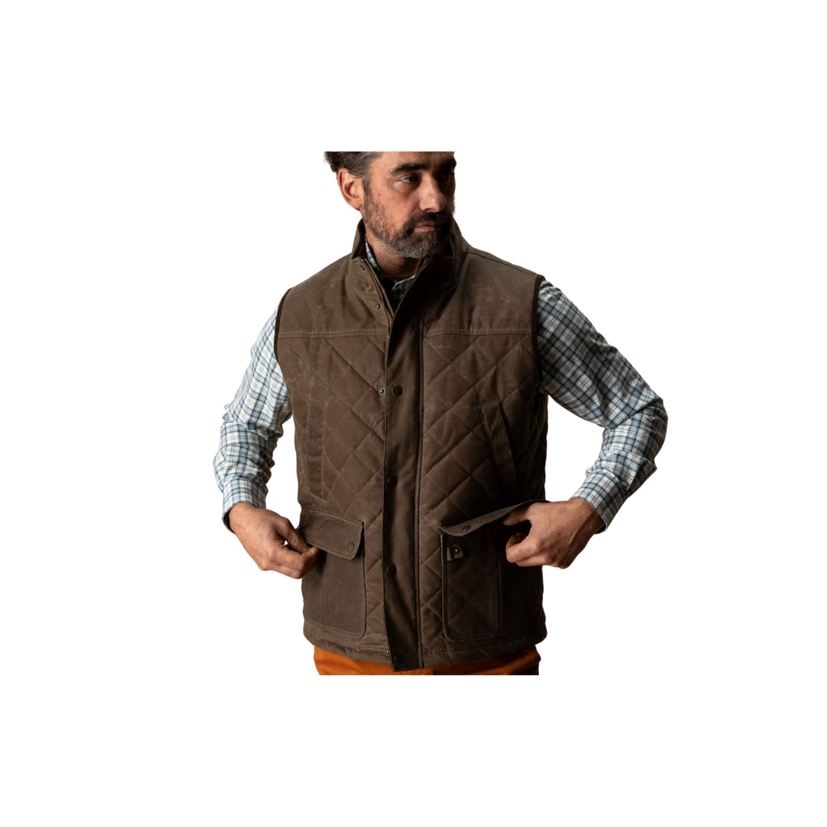 Waxed Duck Canvas Quilted Vest - Dark Oak