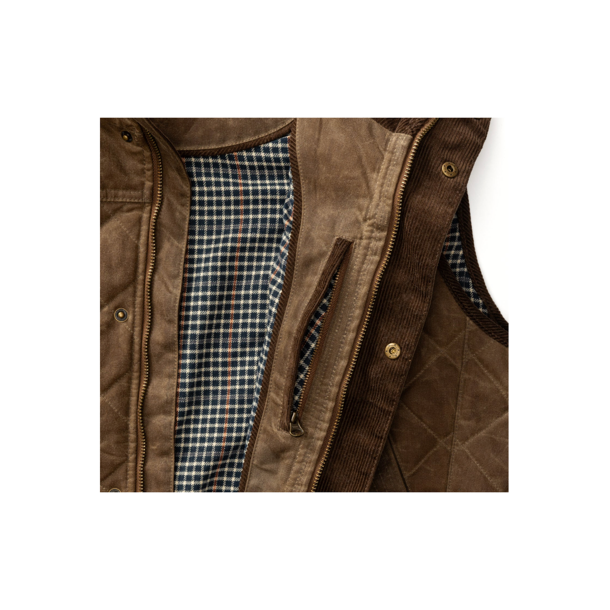 Waxed Duck Canvas Quilted Vest - Dark Oak