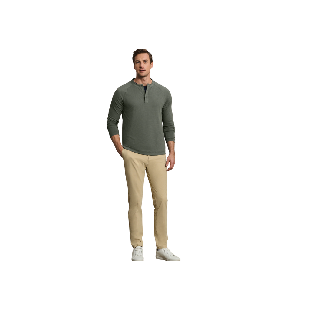 Waffle Tech Henley - Olive Shadow