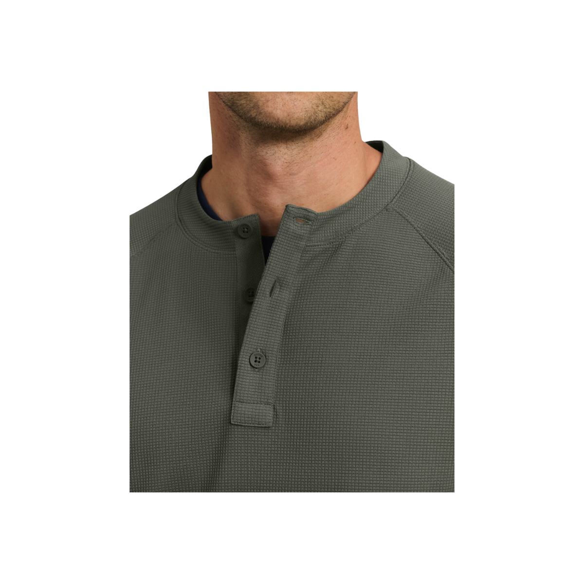 Waffle Tech Henley - Olive Shadow