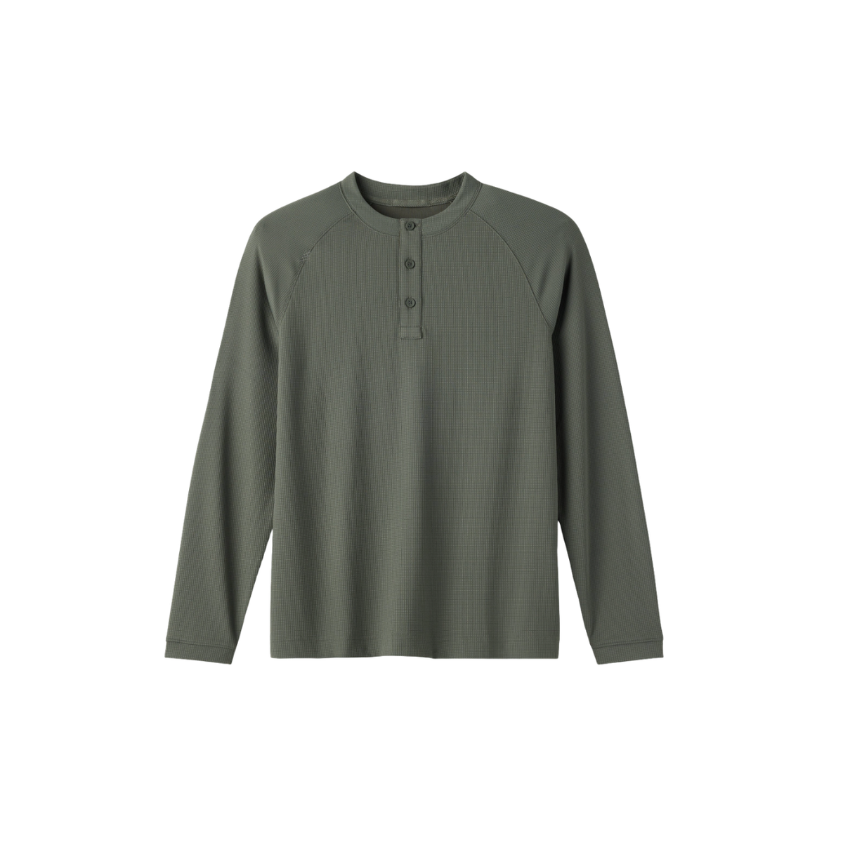 Waffle Tech Henley - Olive Shadow