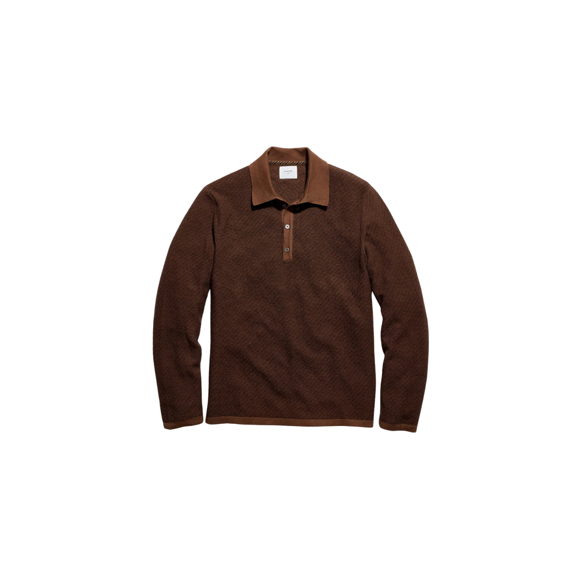 LS Step Jacquard Sweater Polo - Brown Multi