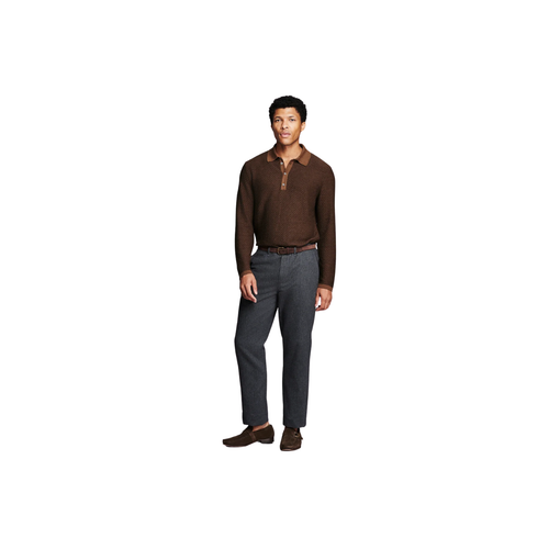 LS Step Jacquard Sweater Polo - Brown Multi