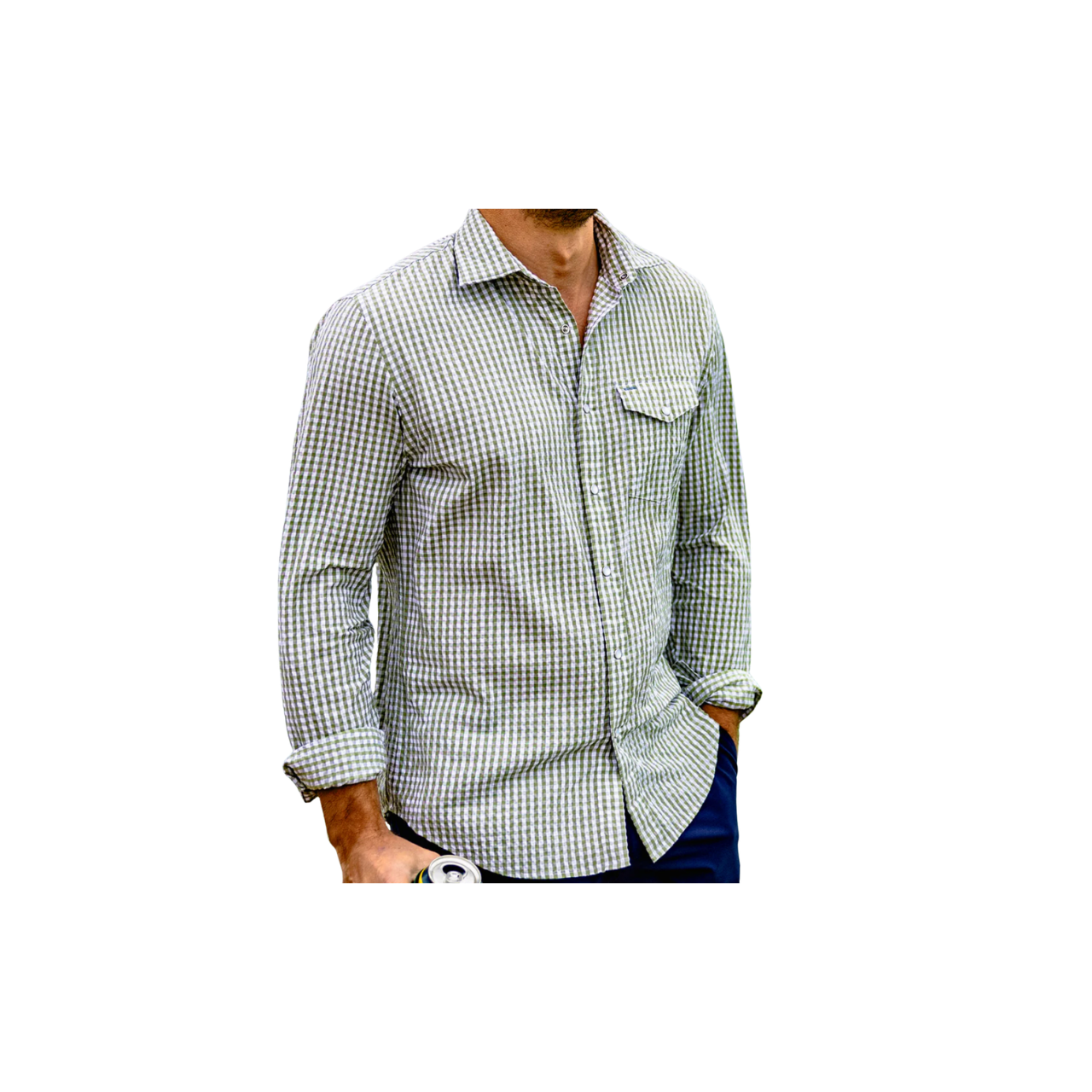 Seersucker Long Sleeve Performance Pearl Snap