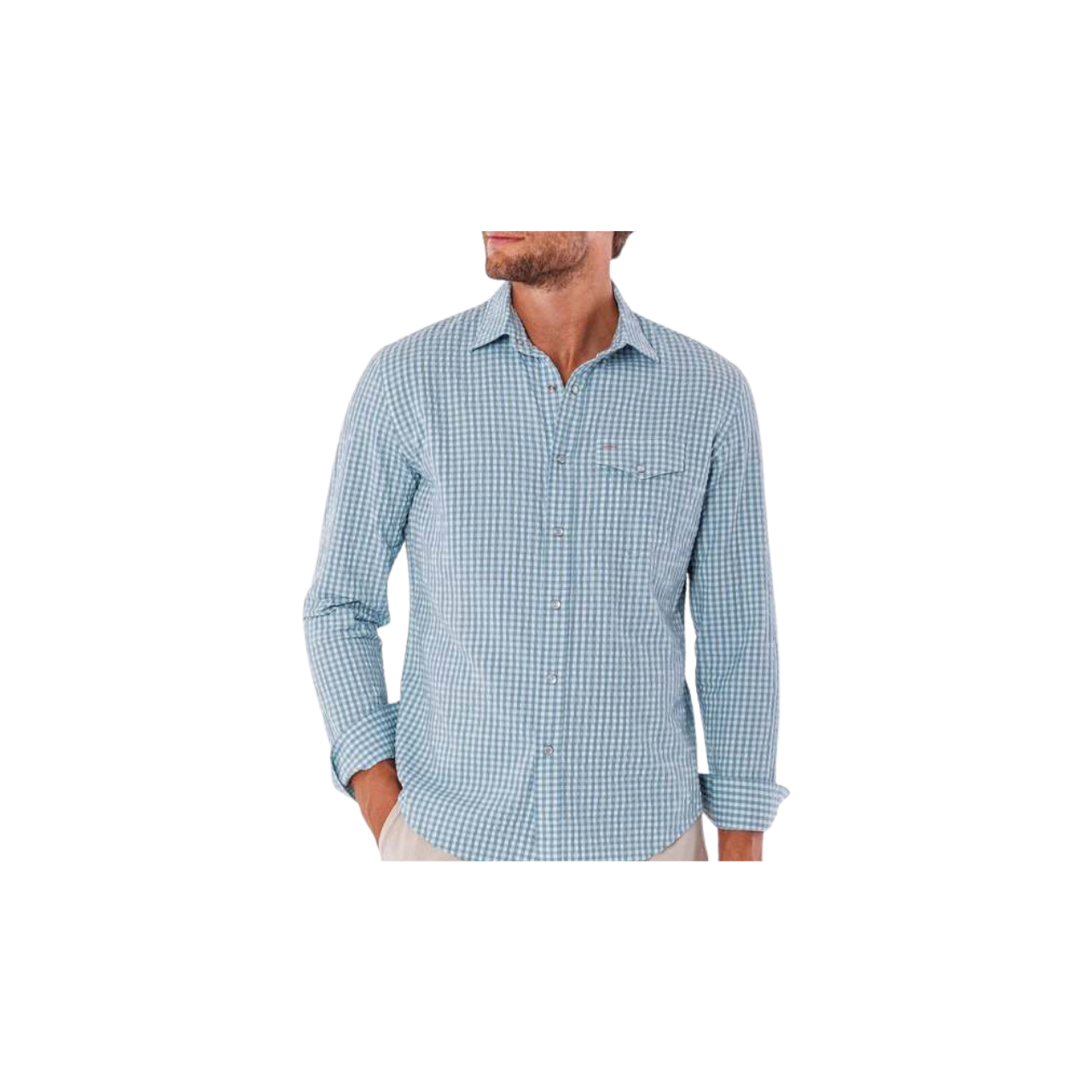 Seersucker Long Sleeve Performance Pearl Snap