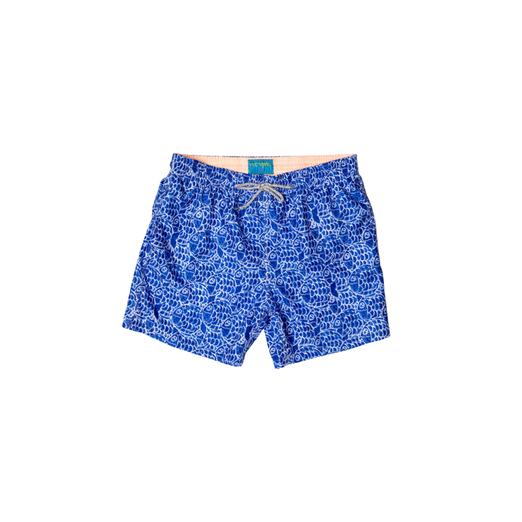 Cyclist Liner Swim Trunks - Abstract Fish Navy