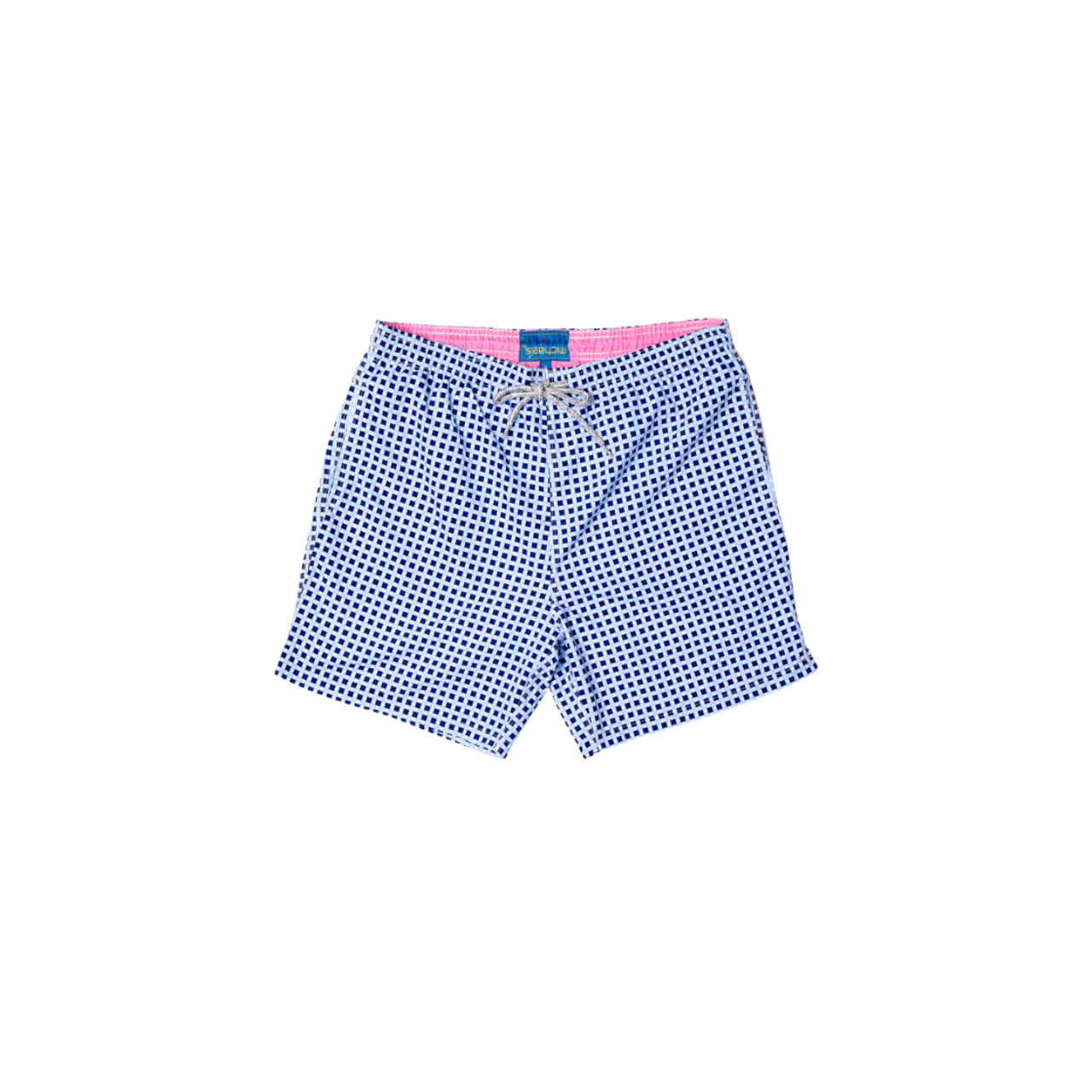 Mesh Liner Swim Trunks - Squares Navy