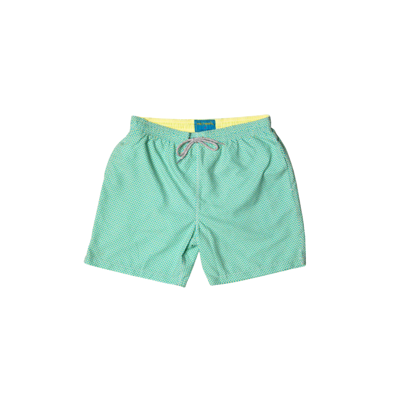 Mesh Liner Swim Trunks - Wave Print Aqua/Yellow