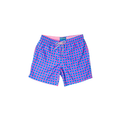 Gingham Swim Trunks - Royal/Coral
