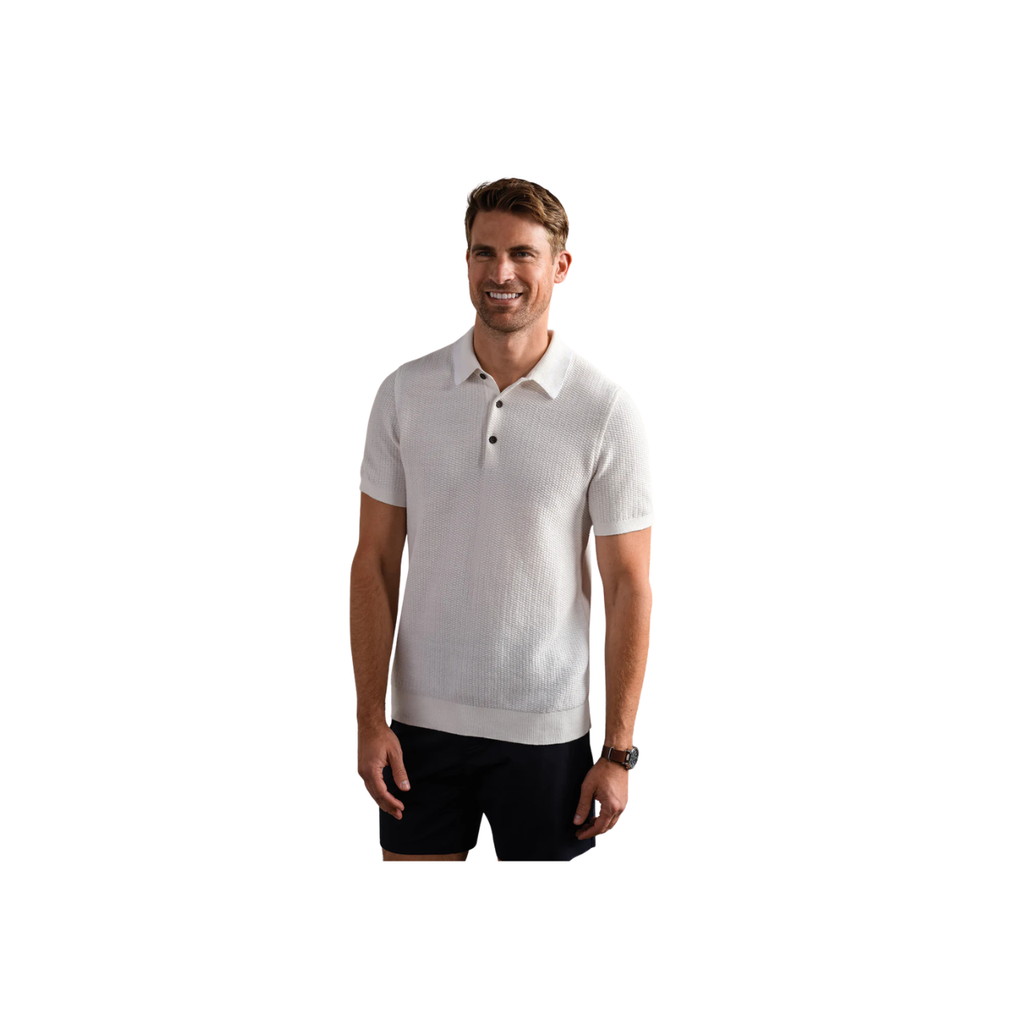 Fine Knit Sweater Polo - White Onyx