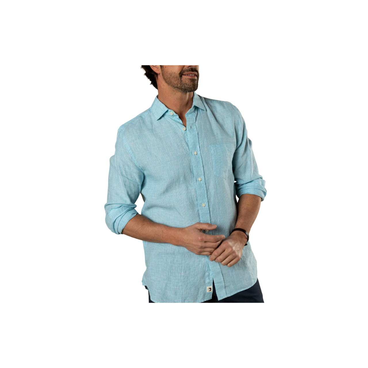LS Linen Poplin Sport Shirt - Fenton - Lake Blue