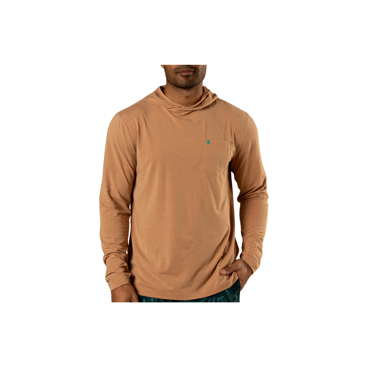 LS Windward Performance Hooded T-Shirt - Clay Heather