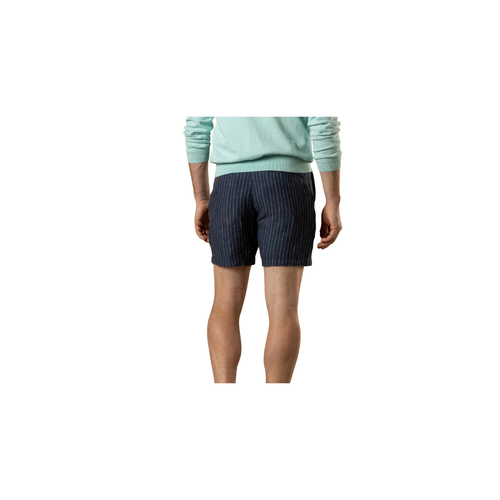 7" Gold School Linen Short - Navy Stripe